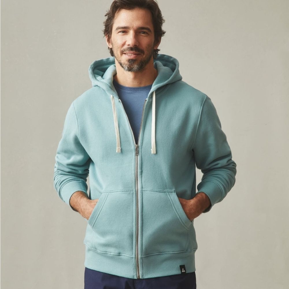 NEW American Giant Men's Midweight Full Zip Teal Blue Size M